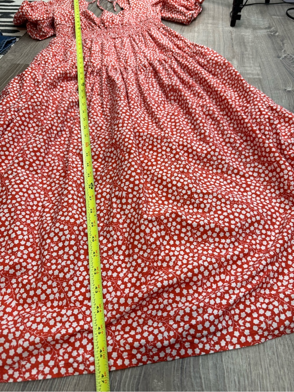 Anthropologie Puff-Sleeve Smocked Poplin Midi Dress XS - Picture 10 of 11